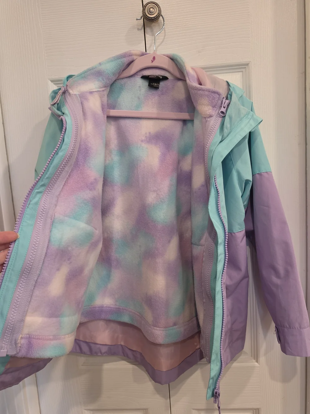 Eddie Bauer Mint Green and Lavender Two-Tone Kids' 2-layer Jacket, Size 6/7